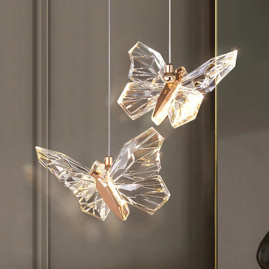 Butterfly Pendant Lamp Indoor Home Decor LED Lighting Bedroom Bedside Hotel Lobby Stairs Hanging Light Fixtures