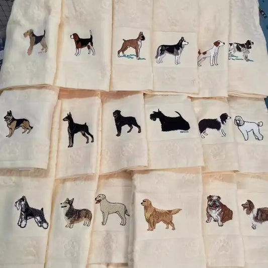 16 Styles Dog Accessories, Golden Retriever, Scottish Terrier, Dachshun, Corgi, Poodle, Textile, Cotton Towel, 62x40cm