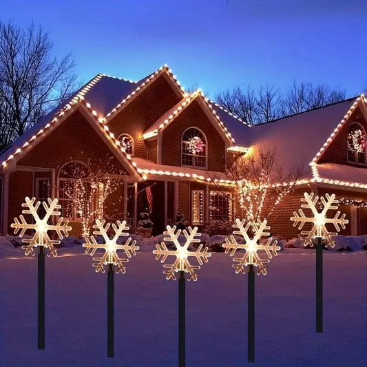 5Pcs/Set Christmas Stake Light With Star Snowflake Bell Xmas Tree Shape With 8 Modes For Garden Yard Path Patio Xmas Decoration
