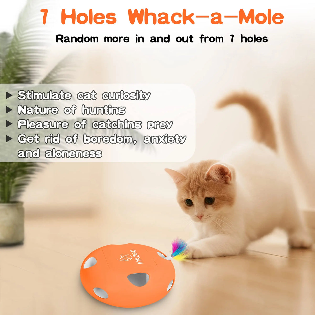 Cat Toys, Interactive Cat Toys for Indoor Cats, Ultra Fun Smart Interactive Kitten Toy, Automatic 7 Holes Mice Whack-A-Mole