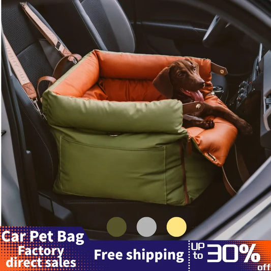 Pet Outing Luxury Faux Leather Dog Car Seat Waterproof Dog Beds Kennel Pet Booster Car Seat Dog Cat Travel Seat