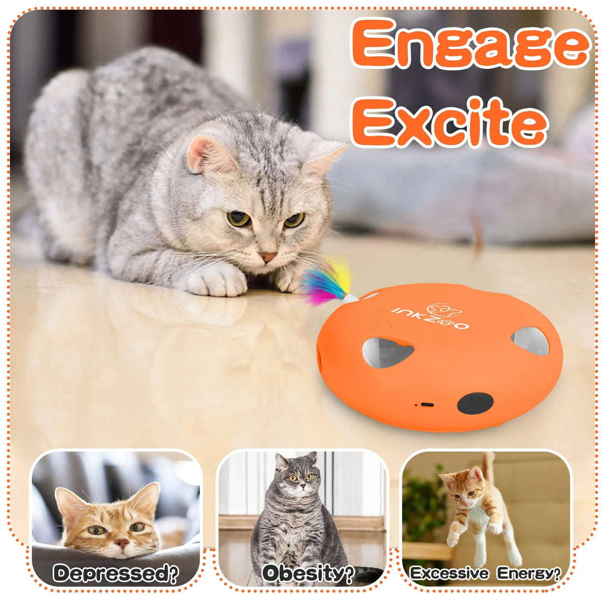 Cat Toys, Interactive Cat Toys for Indoor Cats, Ultra Fun Smart Interactive Kitten Toy, Automatic 7 Holes Mice Whack-A-Mole